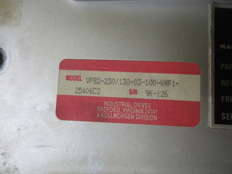 INDUSTRIAL DRIVES VFS2-230/130-03-100-VRF1-25406C2 UNMP