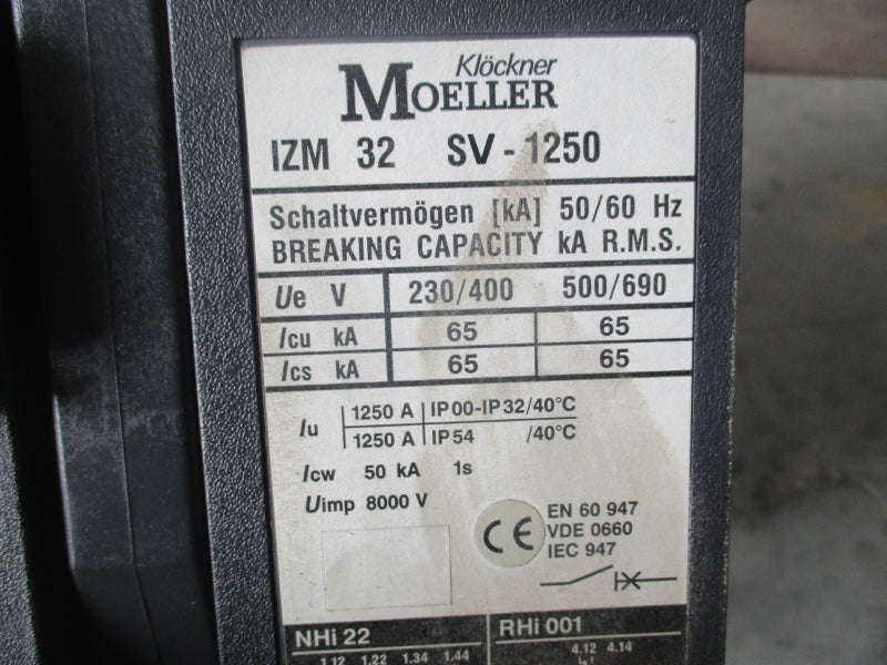 KLOCKNER MOELLER IZM32SV-1250 1250A 500/690V UNMP