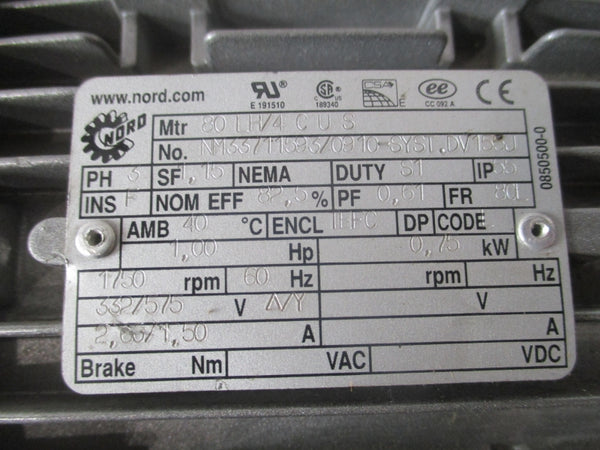 NORD SK12080AZD-80LH/4CUS 332/575V 3.60/1.50A NSNP