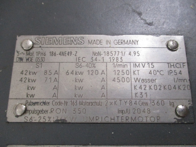 SIEMENS 1PH6186-4NE49-Z 120A (AS PICTURED) UNMP