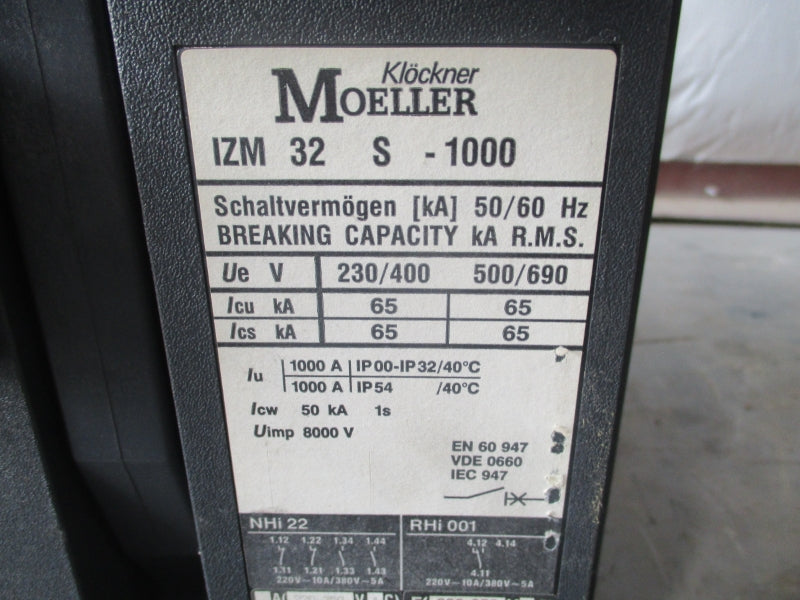 KLOCKNER MOELLER IZM32S-1000 8000V 1000A UNMP