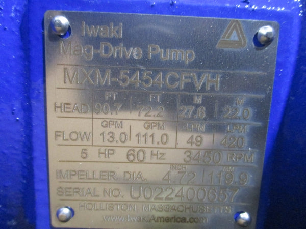 IWAKI AMERICA MXM-5454CFVH 230/460V 11.6/5.8A NSMP
