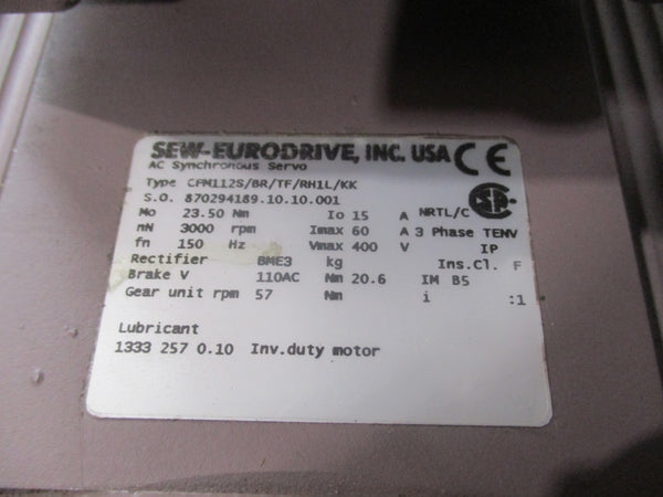 SEW-EURODRIVE CFM112S/BR/TF/RH1L/KK 400V 60A NSNP