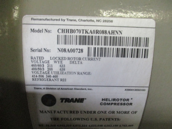 TRANE CHHB070TKA088AHNN 460/60/3V 633A NSNP