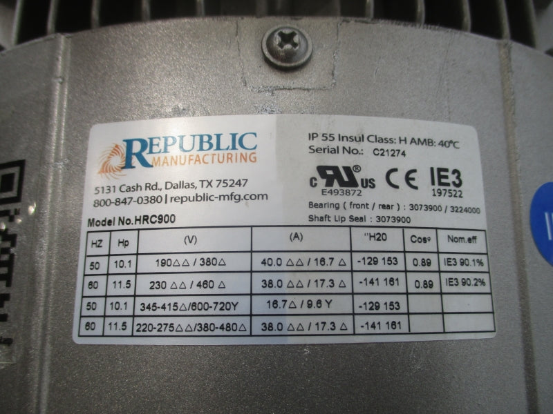 REPUBLIC MANUFACTURING HRC900 230/460V 38/17.3A NSNP