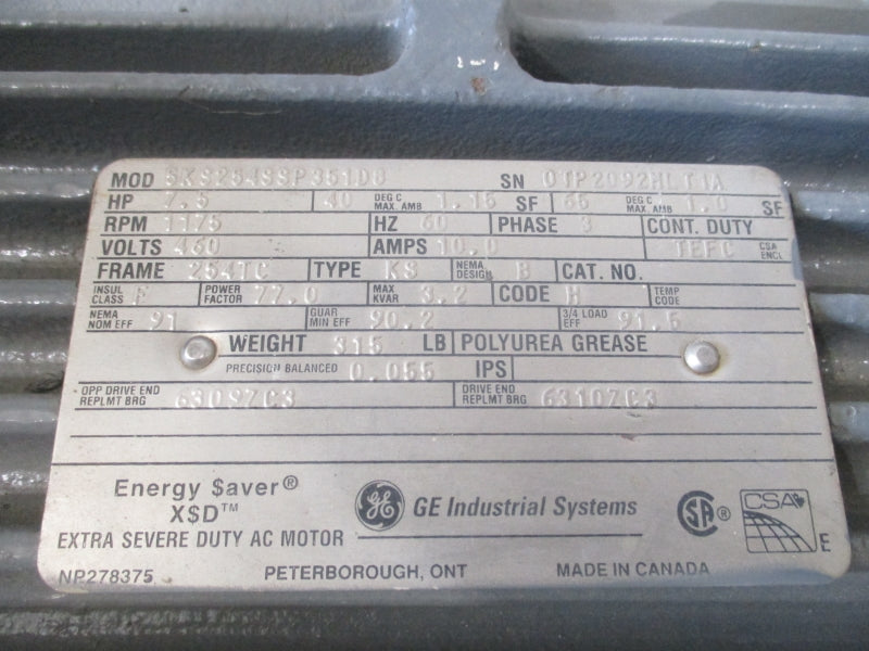 GENERAL ELECTRIC 5KS254SSP351D8 460V 10.0A NSNP