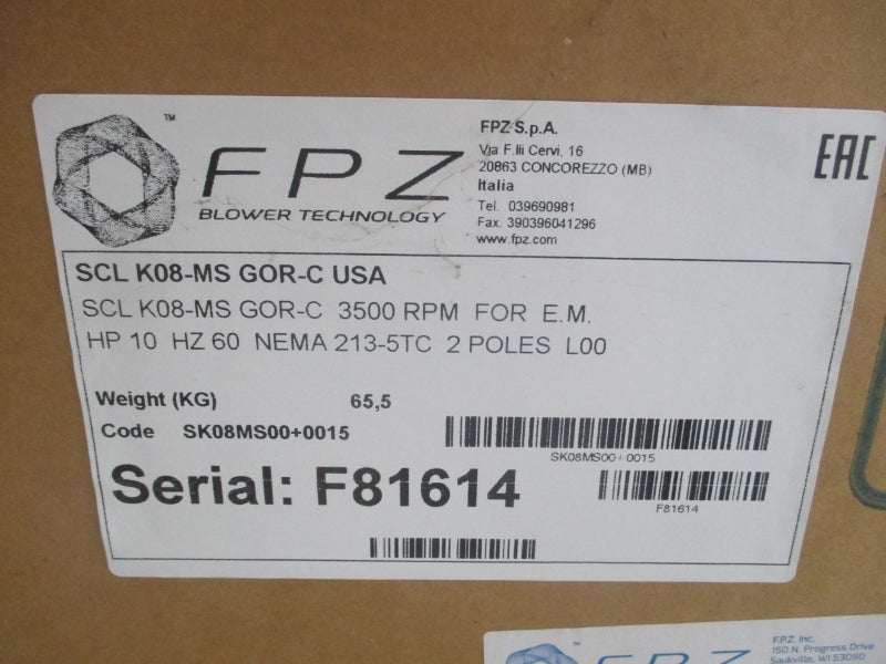 FPZ SCLK08-MSGOR-C 10 HP NSMP