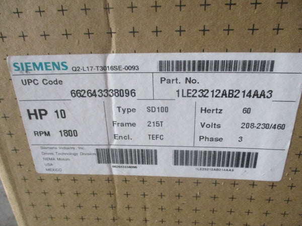 SIEMENS 1LE23212AB214AA3 208-230/460V 27.0-25.0/12.5A NSMP