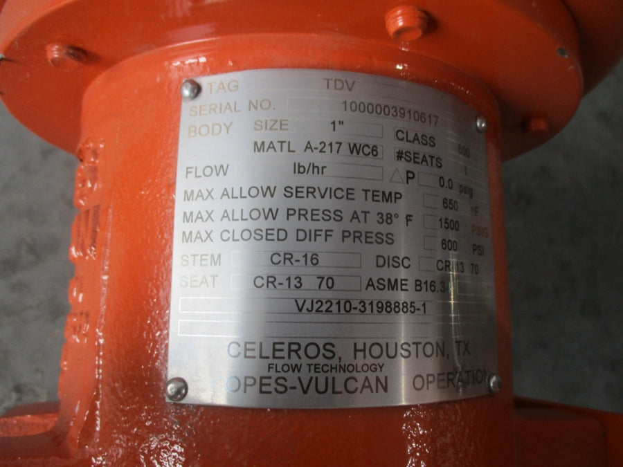 COPES VULCAN CLASS 600  1" VJ2210-3198885-1 1500PSI 1" NSNP