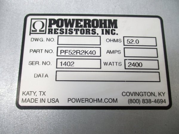 POWEROHM RESISTORS PF52R2K40 NSNP