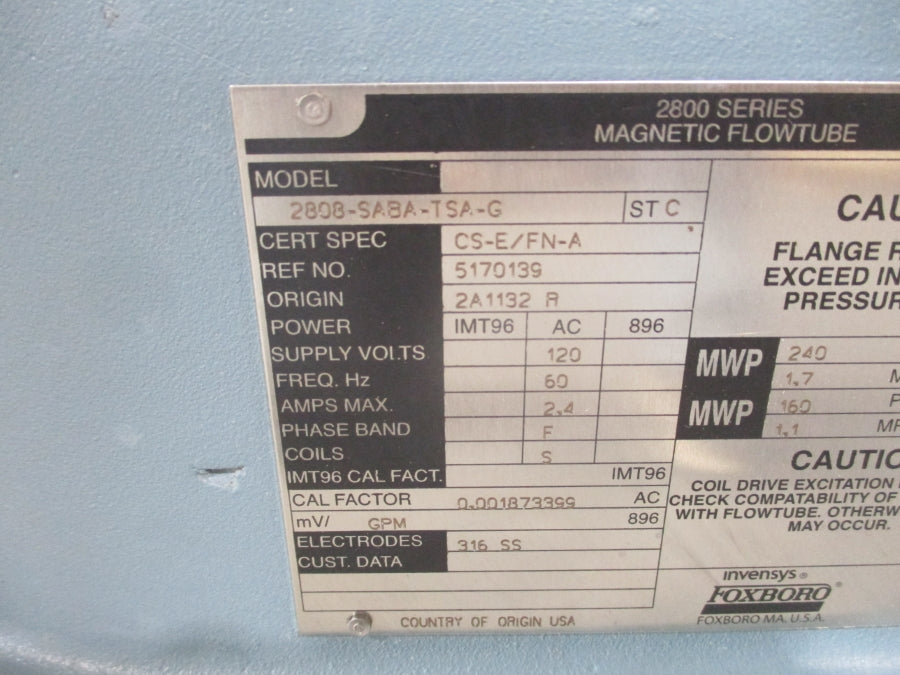 FOXBORO 2808-SABA-TSA-G 120V 2.4A 240PSI NSNP