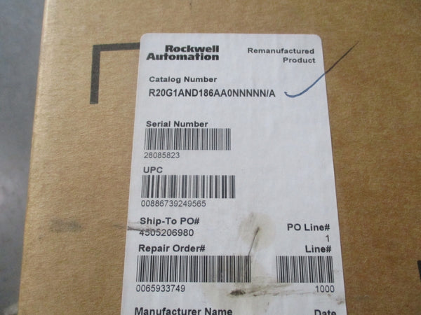 ALLEN BRADLEY 20G1AND186AA0NNNNN SER. A F/W 14.004 342-440V 200.8A REMAN
