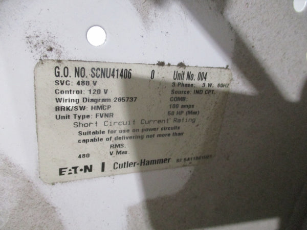 EATON SCNU41406 SIZE 3 BUCKET WITH 100 A CIRCUIT BREAKER480V 100A NSNP
