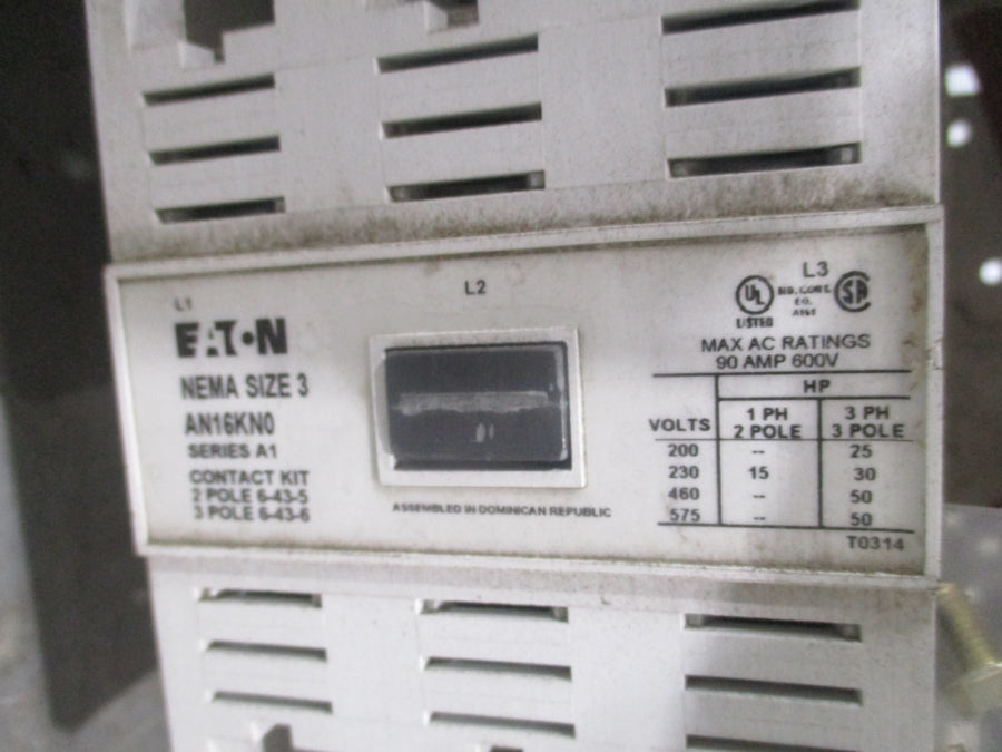 EATON SIZE 3 MCC BUCKET AN16KN0 W/ 100 AMP CB  480V 100A NSNP