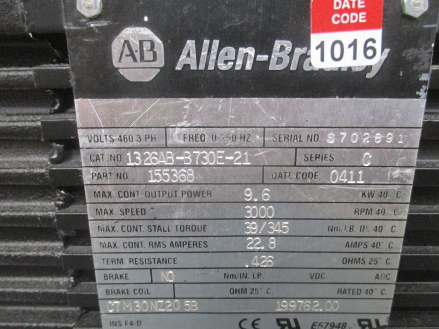 ALLEN BRADLEY 1326AB-B730E-21 SER. C 460V 22.8A UNMP