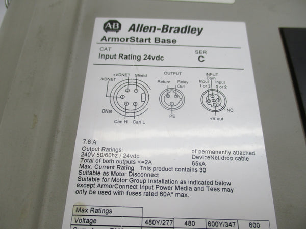 ALLEN BRADLEY 284D-FVD2P3Z-10-CRN-3 SER. C F/W 66.004 460V 3.5A (AS PICTURED) UNMP