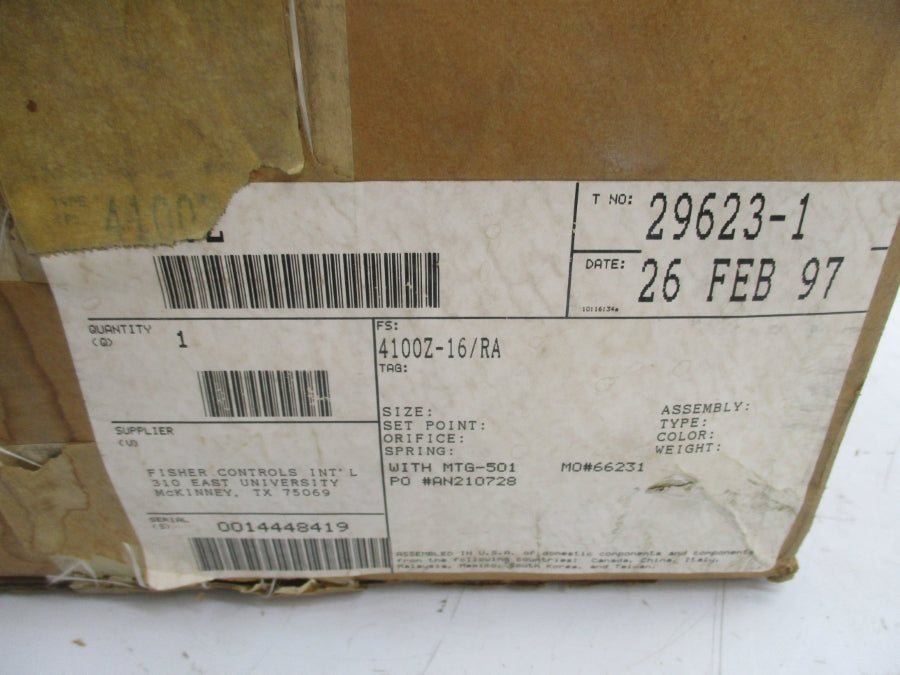 FISHER 4100Z-16/RA 15-3PSI NSMP