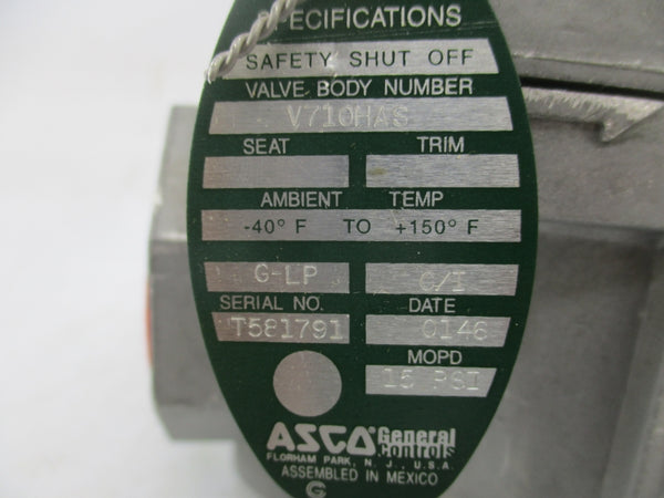 ASCO V710HAS 15PSI 1-1/2" NSMP