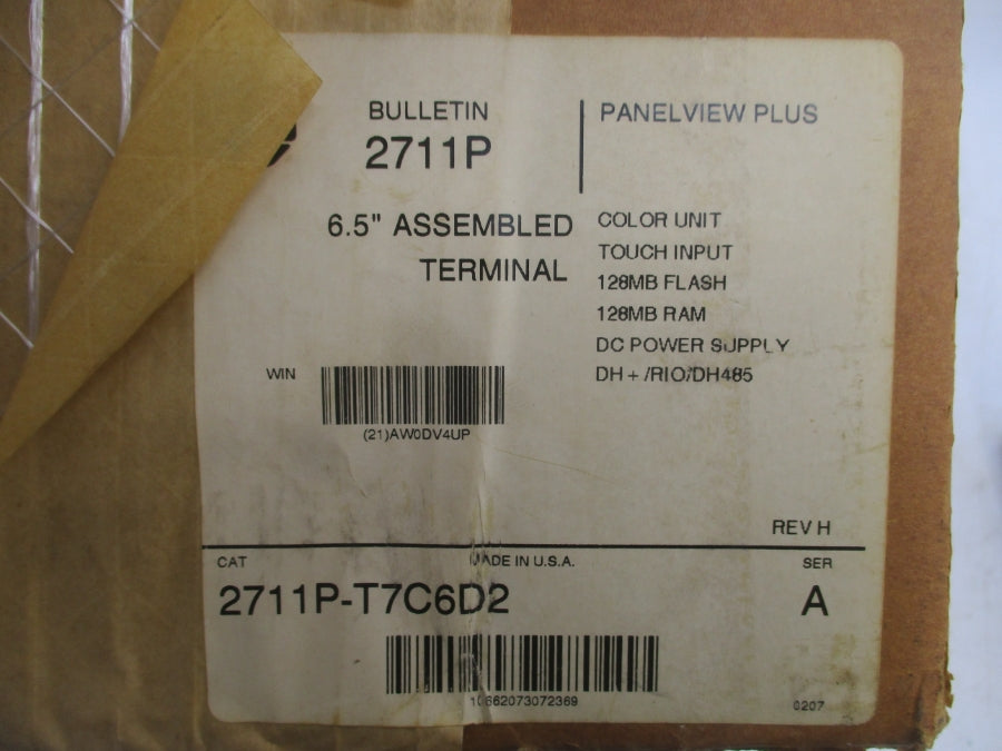 ALLEN BRADLEY 2711P-T7C6D2 SER. A REV. H NSMP