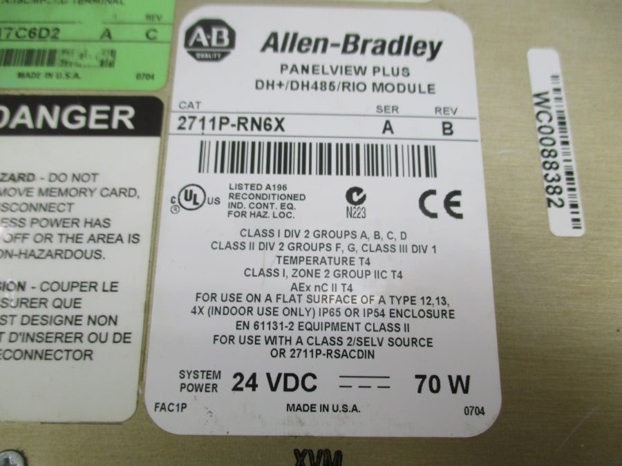 ALLEN BRADLEY 2711P-17C6D2 SER. A 24VDC REV. C UNMP