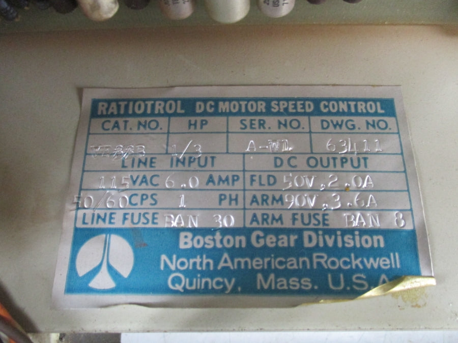 BOSTON GEAR VE33B 63411 115VAC 6.0A (AS PICTURED) UNMP