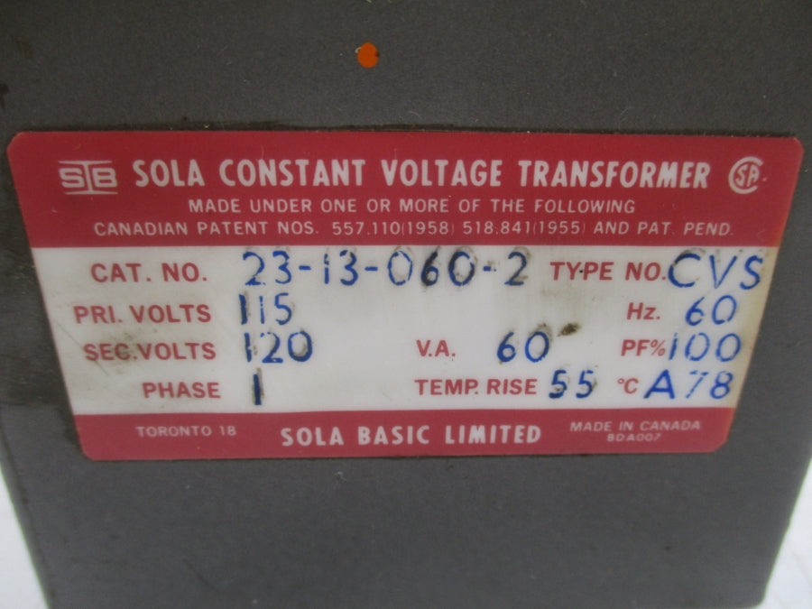 SOLA 23-13-060-2 115V (AS PICTURED) UNMP