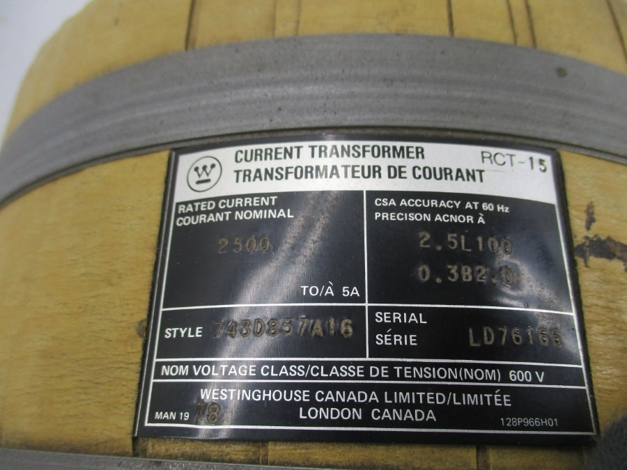 WESTINGHOUSE RCT-15 743D857A16 600V 2500A NSNP