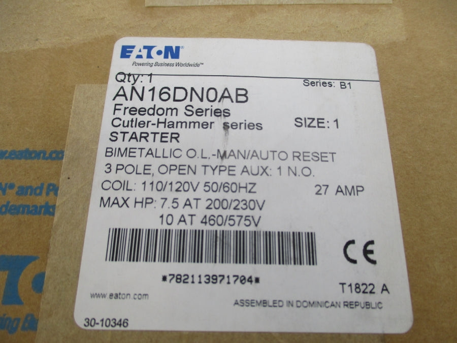 EATON AN16DN0AB SER. B1 110/120V 27A NSFS