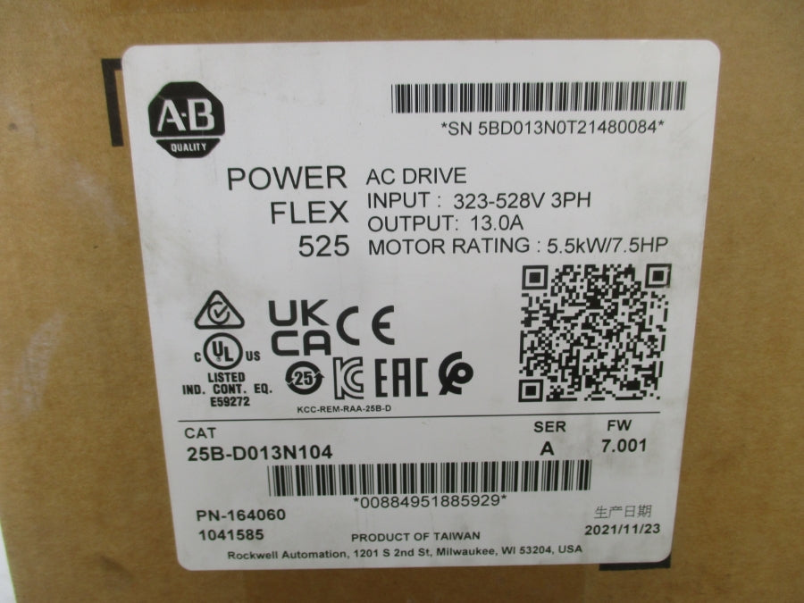 ALLEN BRADLEY 25B-D013N104 SER. A F/W 7.001 380-480VAC 15.4A NSMP