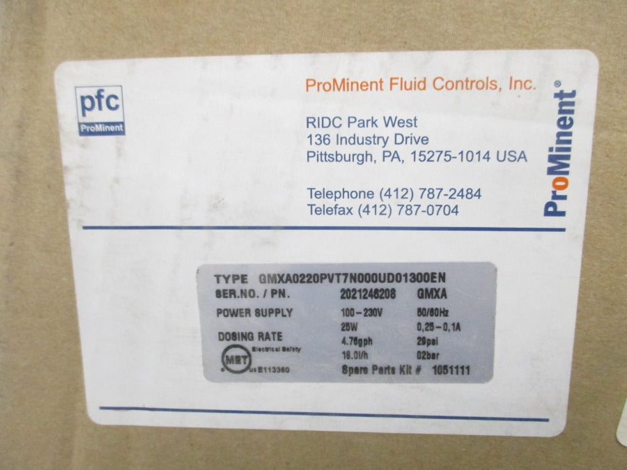 PROMINENT GMXA0220PVT7N000UD01300EN 100-230V 0.25-0.1A 29PSI NSMP