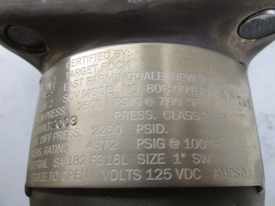 TARGET ROCK 80B-001BB 125VDC 0.8A 4372PSI 1" NSNP