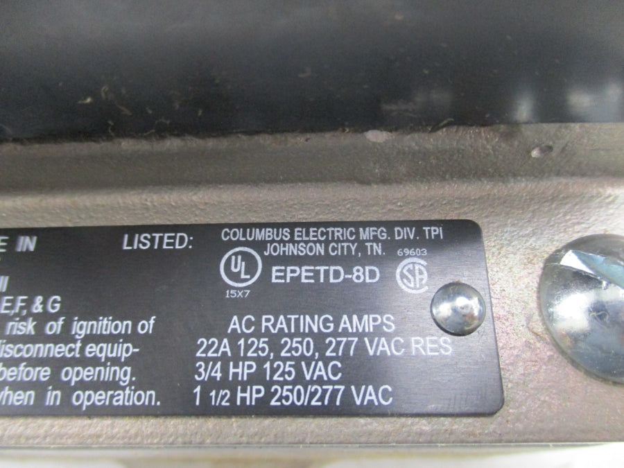 COLUMBUS ELECTRIC EPETD-8D 277VAC 22A NSMP