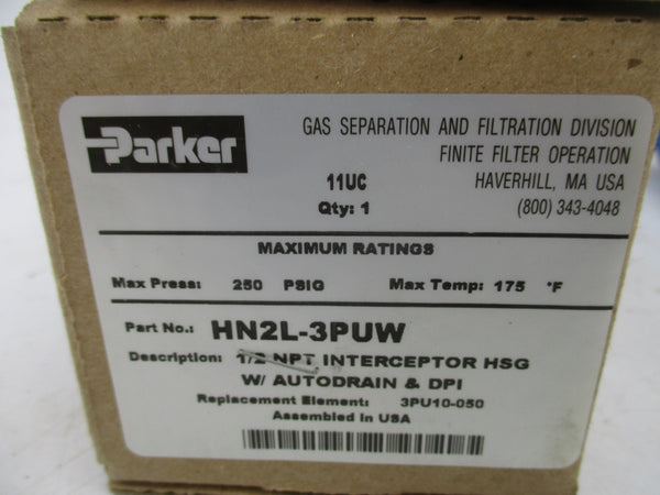 PARKER HN2L-3PUW 250PSI 1/2" NSMP