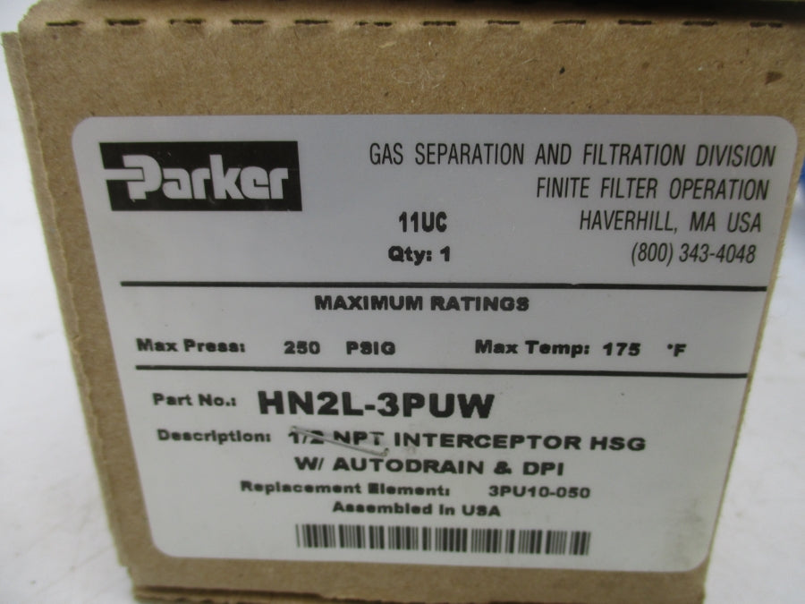 PARKER HN2L-3PUW 250PSI 1/2" NSMP