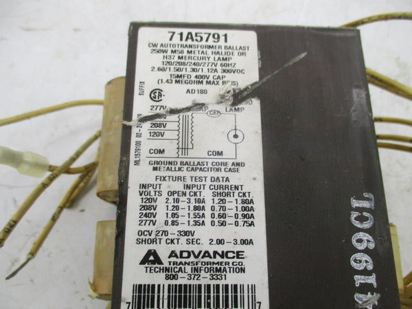 ADVANCE 71A5791 277V 0.85-1.35A UNMP