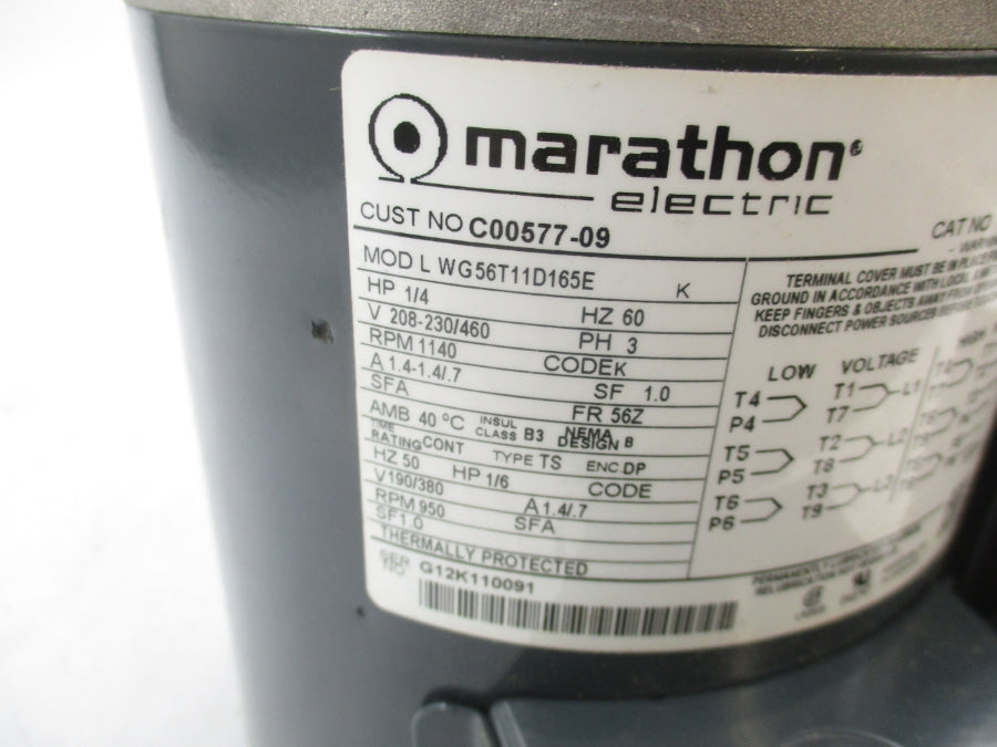 MARATHON LWG56T11D165EK C00577-09 208-230/460V 1.4/.7A NSNP