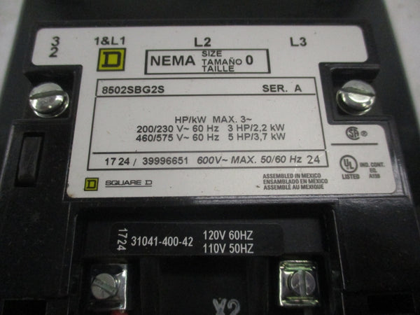 SQUARE D 8502SBG2V02S SER. A 110/120V NSMP