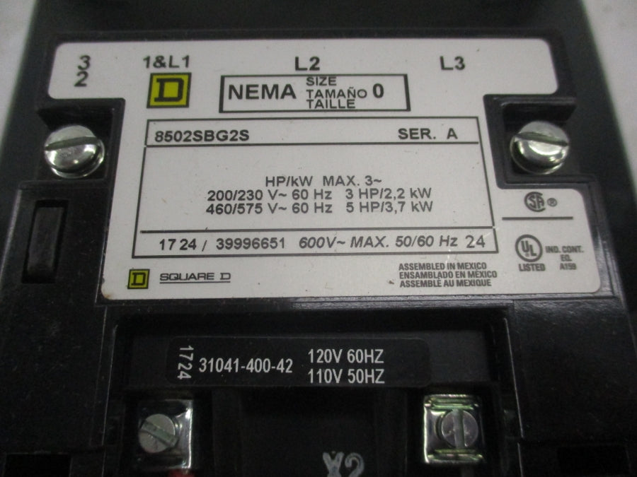 SQUARE D 8502SBG2V02S SER. A 110/120V NSMP