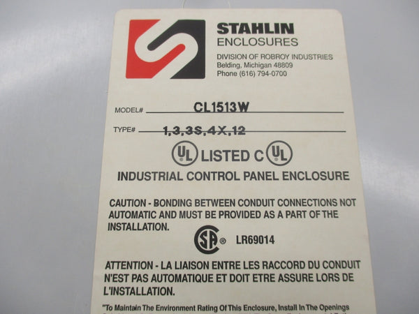 STAHLIN ENCLOSURES CL1513W NSMP