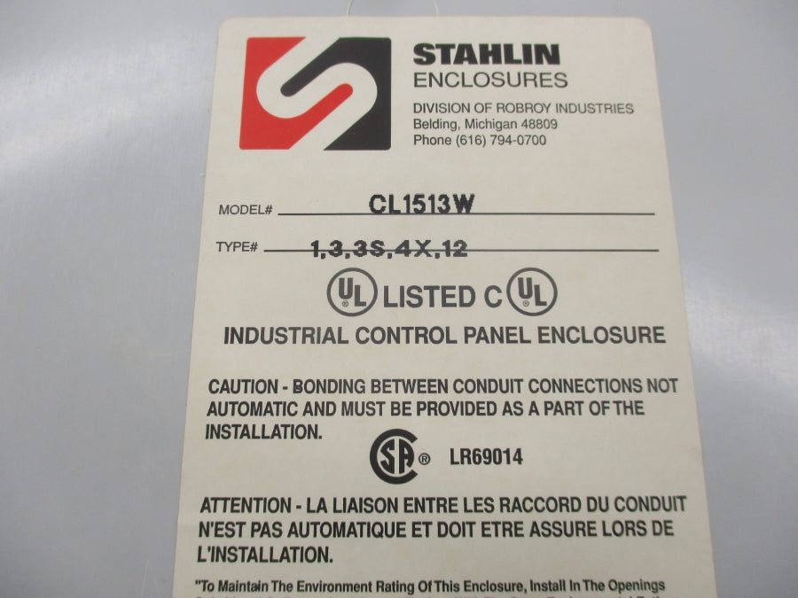 STAHLIN ENCLOSURES CL1513W NSMP
