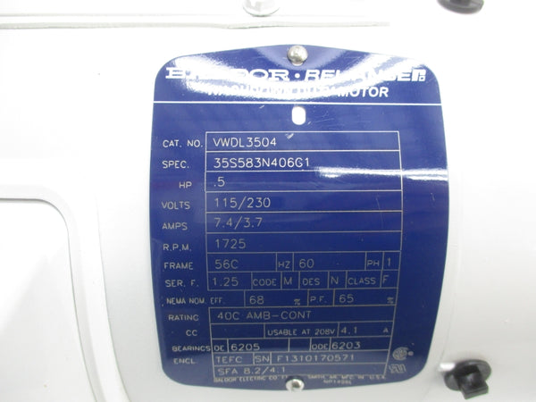 BALDOR VWDL3504 115/230V 7.4/3.7A NSMP