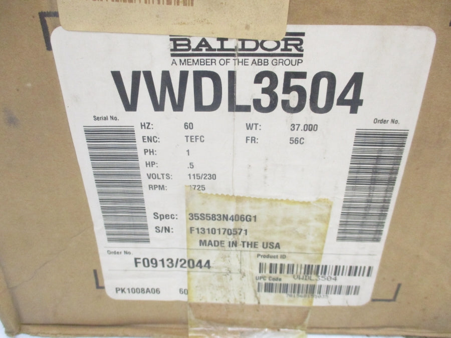 BALDOR VWDL3504 115/230V 7.4/3.7A NSMP