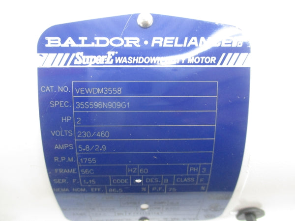 BALDOR VEWDM3558 230/460V 5.8/2.9A NSMP