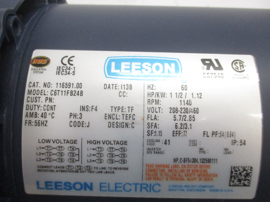 LEESON 116591.00 C6T11FB24B 208-230/460V 5.7/2.85A NSMP