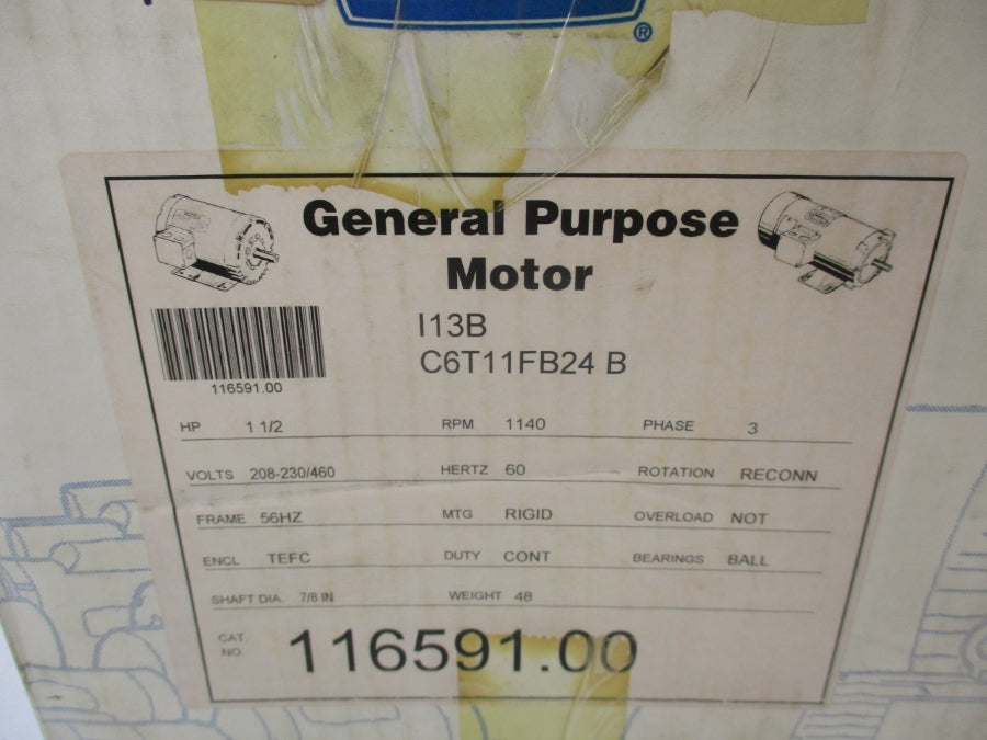 LEESON 116591.00 C6T11FB24B 208-230/460V 5.7/2.85A NSMP