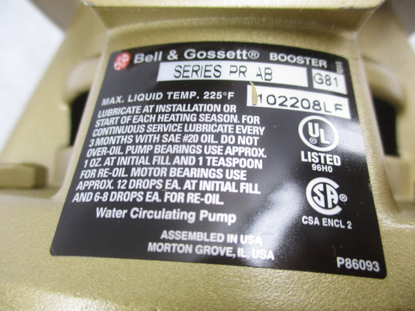 BELL & GOSSETT 102208LF 115V 1.9A NSMP