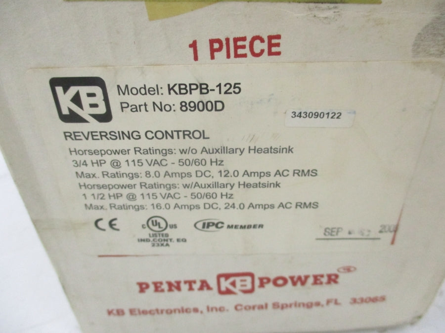 KB ELECTRONICS KBPB-125 8900J 115VAC 8.0A NSMP