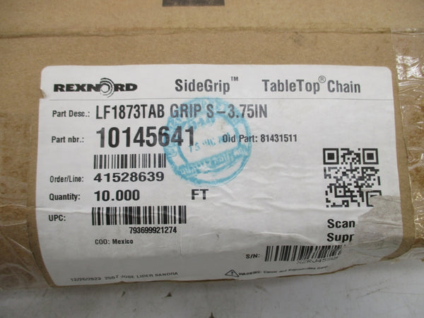 REXNORD LF1873TABGRIP S-3.75IN 10145641 10' NSMP