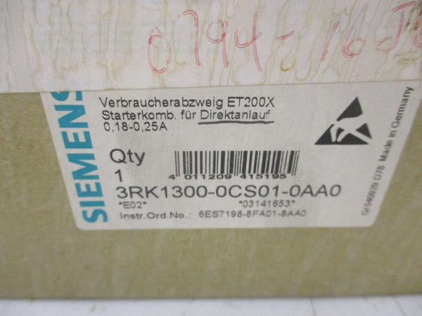 SIEMENS 3RK1300-0CS01-0AA0 600V 0.18-0.25A NSNP