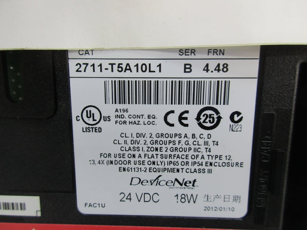 INDUSTRIAL SPARE PART 2711-T5A10L1 SER. B F/W4.48 24VDC NSMP